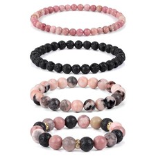 4Pcs Natural Stone Beaded Healing Bracelet for Women Men Gemstone Jewelry Set