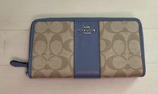 Coach 54630 Striped Continental Accordion Zip Around Wallet 