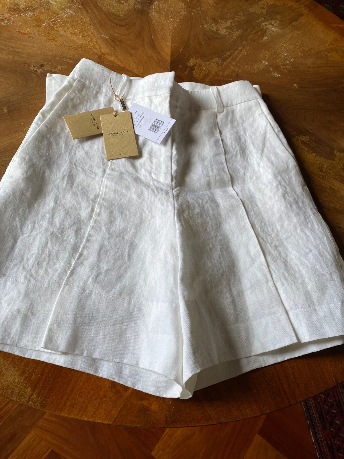 michael kors womens new white linen shorts us 4 made in italy