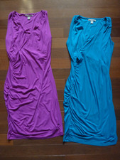 Banana Republic Faux Wrap Knit 2 Dresses Turquoise Ocean & Fuschia SIZE Small