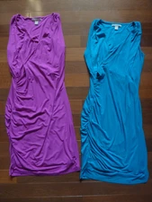 Banana Republic Faux Wrap Knit 2 Dresses Turquoise Ocean & Fuschia SIZE Small