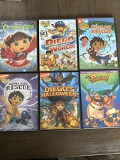 Nickelodeon Nick Jr DVD Mixed Lot Of 6 Diego Dora 3 2 1 Penguins Untested