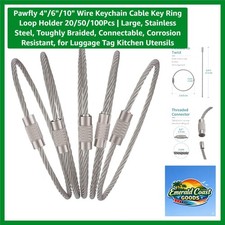 4"/6"/10" Wire Keychain Cable Key Ring Loop Holder 20/50/100Pcs Large, Stai...