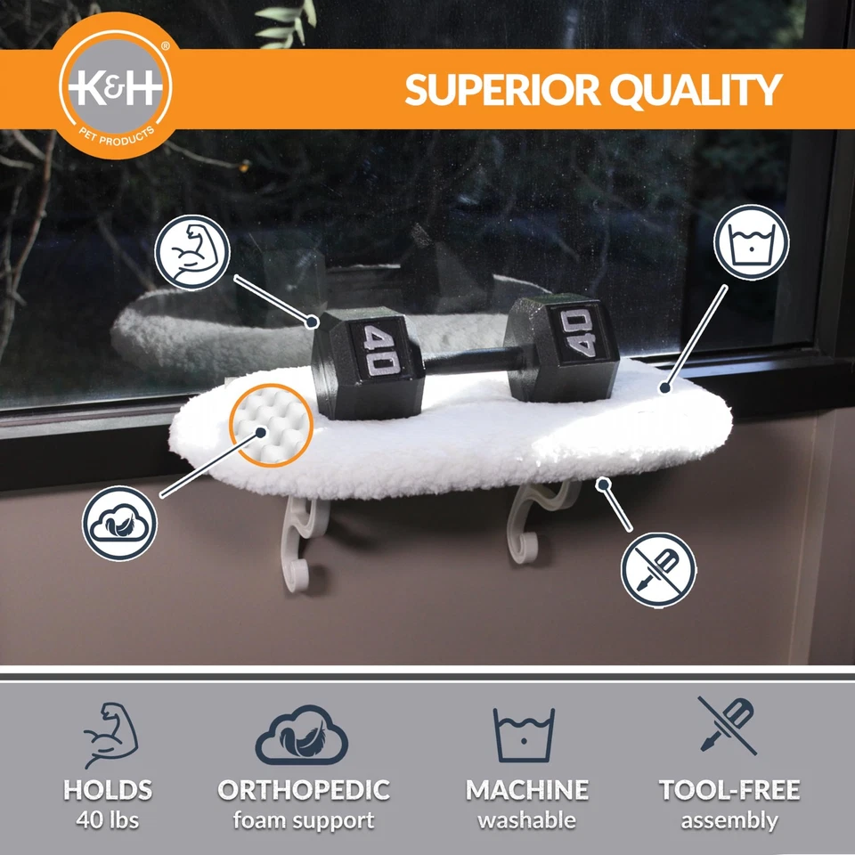 Kitty Sill Cat Window Perch for Large Cats, Orthopedic Window Hammock Bed Hol... - Image 4 of 4