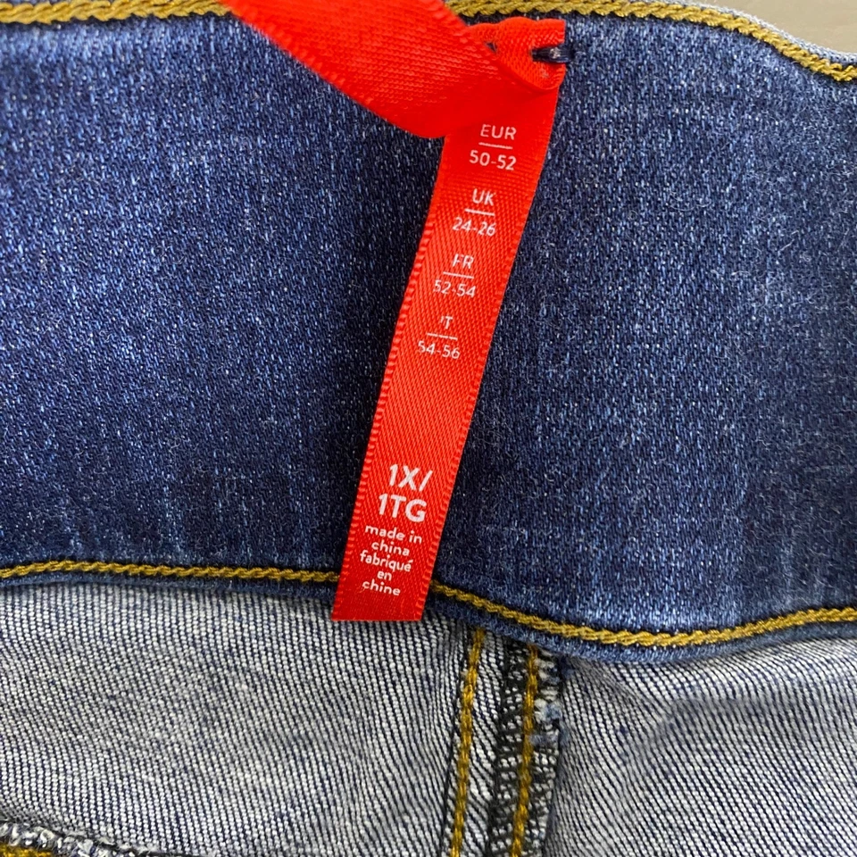 SPANX Jegging Pull on Jeans Women's Plus Size 1X Indigo Blue Distressed Denim - Image 4 of 4