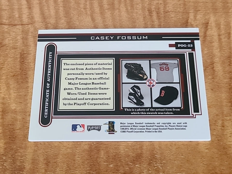 2003 Playoff Piece of the Game Casey Fossum #POG-23 Autograph Relic Red Sox $$$ - Image 2 of 2