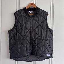 Mens Vintage Quilted Vest Big Smith Black Made In USA Workwear Diamond Puffer XL
