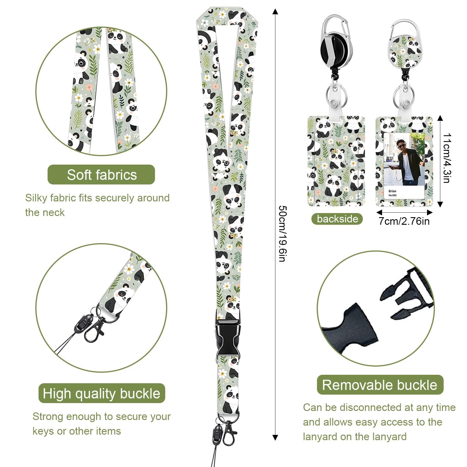 Porte-carte d'identité avec cordon extensible et porte-badge rétractable - 2