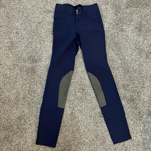 Kerrits Jean Knee Patch Riding Pants Kids Sz XL 12/14 Equestrian Boys Girls Blue