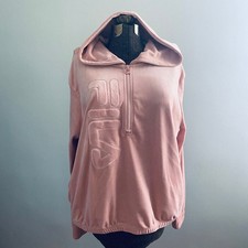 Fila peach quarter zip velour hoodie