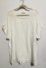 Bellambra Italian Top Women 2X White Linen Tunic Beachy Coastal Breathable