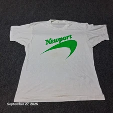 Vintage Newport Cigarette T Shirt Size Large White Single Stitch Screen Stars