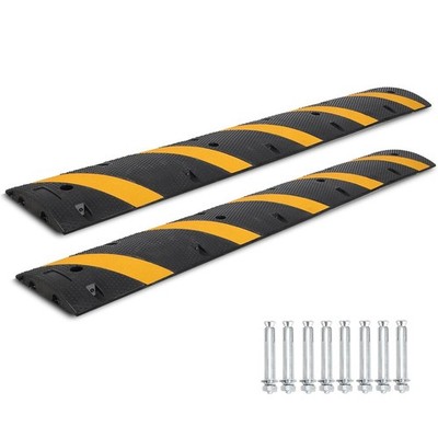 6 Ft Rubber Speed Bump 2 Pack 2 Channel Modular 25000 lbs Capacity for Concrete