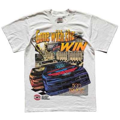Vintage 90s Ford Mustang Atlanta Racing Gone With The Win Sz L T-Shirt Dbl Side