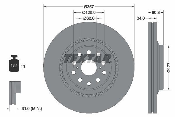 1 X Bremsscheibe Textar 92224303 FüR Lexus LS-image