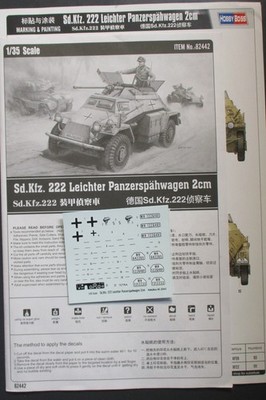 Hobby Boss 1/35th Scale German Sd Kfz 222 - Decals from Kit No. 82442