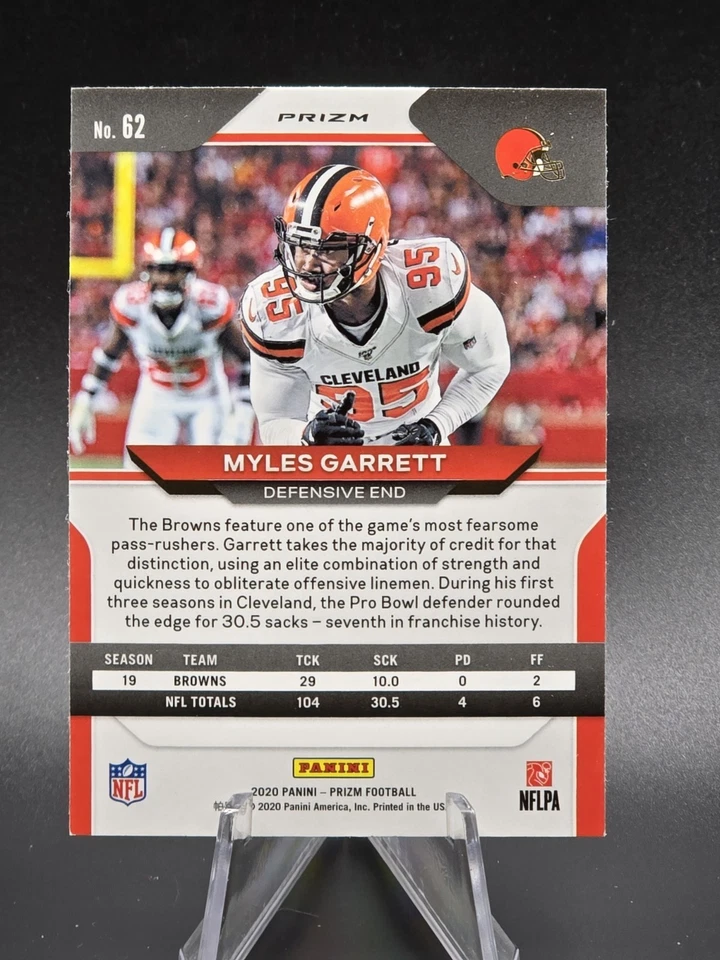 2020 Panini Prizm Orange Disco Prizm Myles Garrett Cleveland Browns #62 Parallel - Image 2 of 2