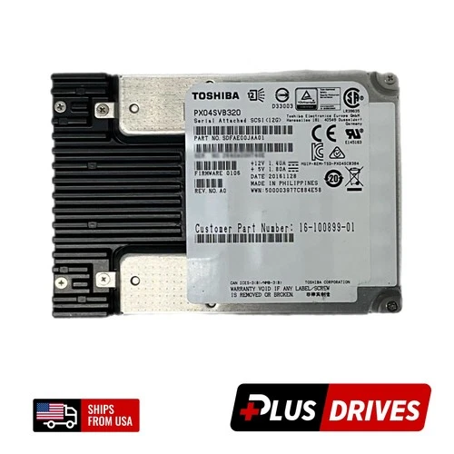Toshiba 2.5" Tested Good Low hours SAS-3 3.2TB 12Gb/s for Dell HPE server