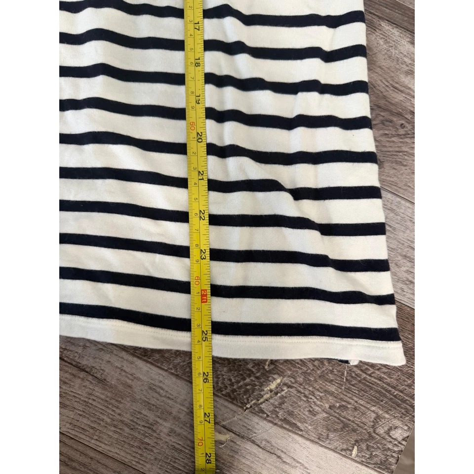 Camisa Top Jill Rayas Manga Larga Cuello Redondo XL Negra Blanca Navegación Playa Foto 4 de 4