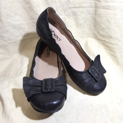   ABEO Bio System Tabitha Ballet Flats 6.5 N Black Leather; Buckle Straps