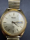 Vtg Seiko SQ Watch Men 36mm Champagne Dial Gold Tone Day Date 4336-8089 36mm