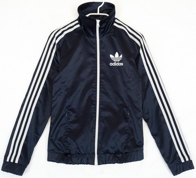 Adidas Originals Navy Blue Full Zip Satin Track Jacket Women's S UK 10 EU 36