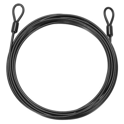 1/8'' Dia 15.7ft Security Cable Lock Vinyl Coated Steel with Loops Black