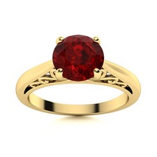 Sterling Silver Round Garnet Gemstone Engagement Prong Solitaire Ring