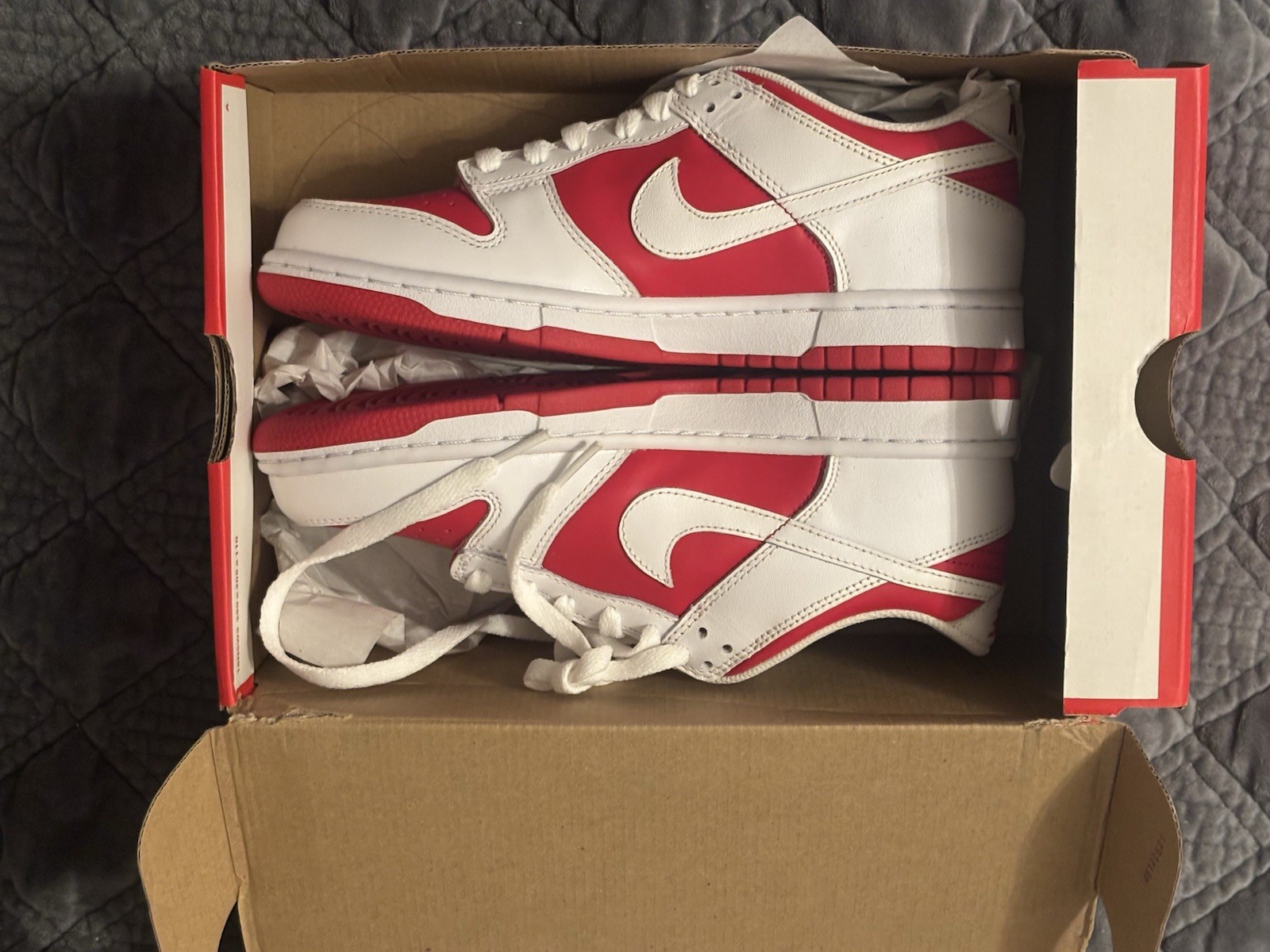 Nike Dunk Low GS Red White Leather Youth Basketball Shoes 6.5Y CW1590-600