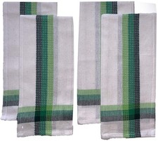 Set of 4, 100 Cotton Green Stripes Kitchen Towels Ultra Absorbent Size : 16 x 2