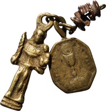 LOT OF 2 18th CENTURY ROSARY MEDALS ANTIQUE ST ANTHONY & IMMACULATE CONCEPTION