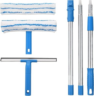 Window Cleaner W/ Long Handle 57IN Glass Cleaning Tools W/ Silicone Squeegee