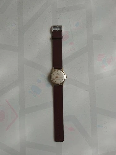 CITIZEN Hand-Wind Watch 14KGF Case Brown Leather Strap - Picture 2 of 2