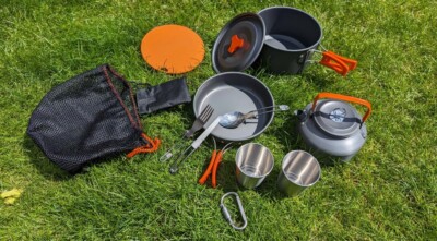 11-teiliges Camping Kochgeschirr Set - Meilenstein - Aluminium