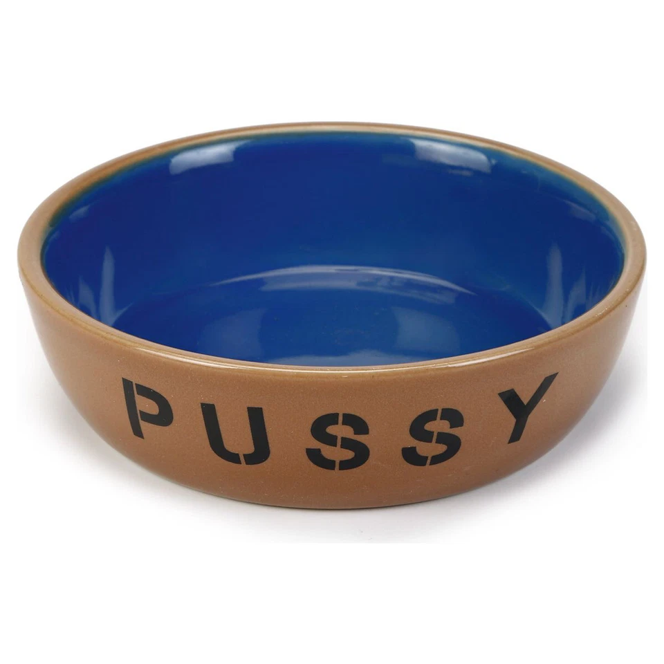 Beeztees Katzennapf Catdish Pussy Steingut 13,5cm beige/blau 415ml - Bild 1 von 1