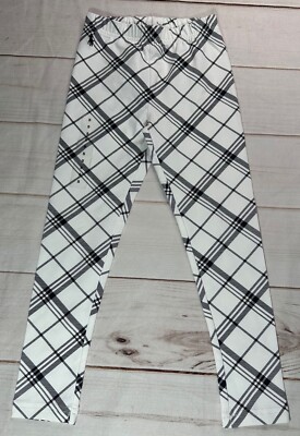 NWOT Polo Ralph Lauren Kids Girls Leggings 5 Cream/Black Plaid Pants Black Pony