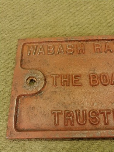 Antikes WABASH EISENBAHN geprägtes Gusseisen Serie H Gebäude Schild The Boatmen’s - Bild 9 von 13