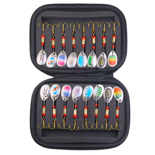16PCS Spinner Bait Fishing Lures Bag Bait Metal Crankbait Blade Spoon Bass Lure - Picture 2 of 16