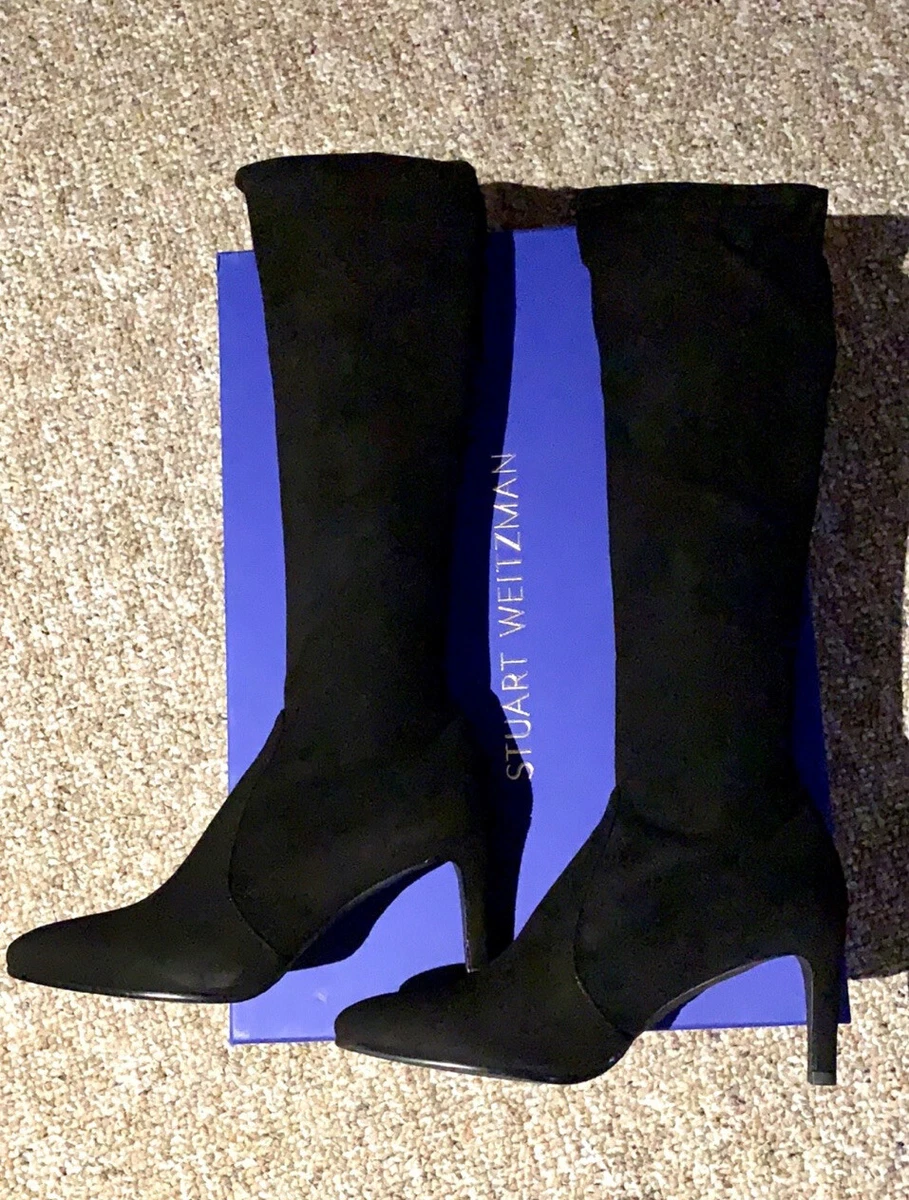 STUART WEITZMAN AUTHENTIC COOLBOOT Black Suede Stretch Knee High