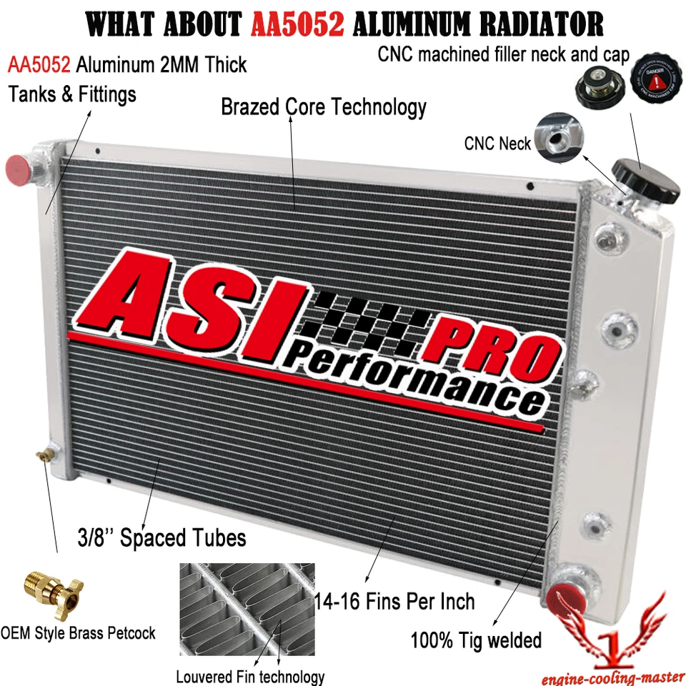 4 Row Aluminum Radiator+Shroud Fan For 1970-88 Chevy k5 Blazer GMC C/K 1500 2500 Foto 2 de 4