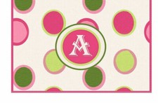 Personalized Retro Dots Monogram Pink Green Vinyl Checkbook Cover Custom