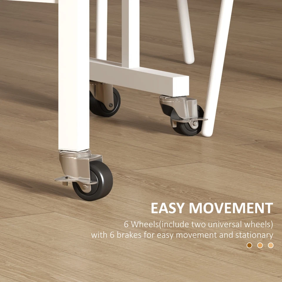 HOMCOM Drop Leaf Table with Wheels Folding Dining Table for Small Spaces, Nature - Image 4 of 4