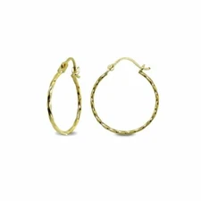 14K Gold 18 mm Twist Round Thin Click-Top Hoop Earrings