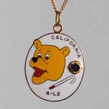 Lions Club Pin California 4-L2 Bear Round Pendant on an 18- inch Gold Tone Chain