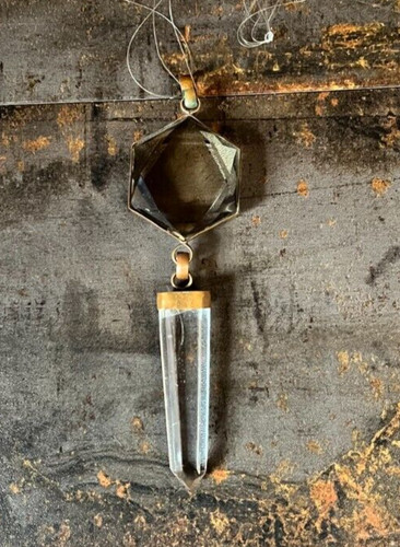 Genuine Faceted Smoky Quartz and Quartz Point Pendant/Sun Catcher, 6"