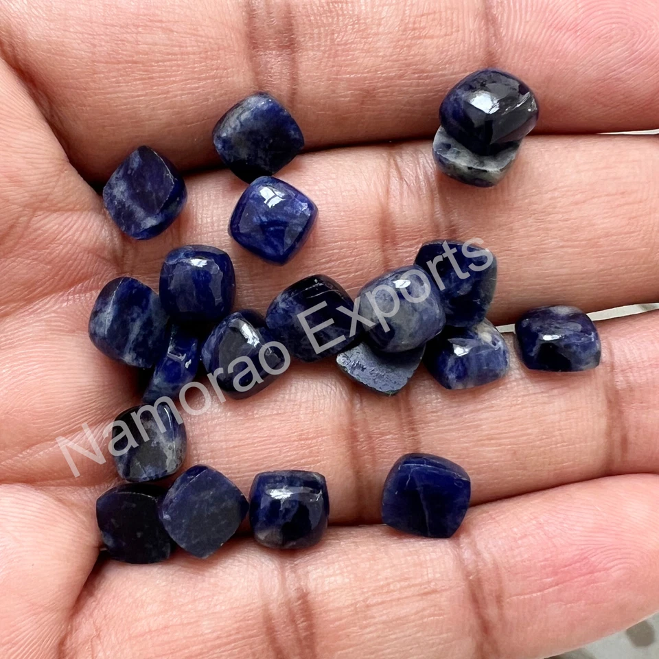 Natural Sodalite Cushion 8x8 mm to 20x20 mm Cabochon Loose Gemstone Lot - Image 4 of 4