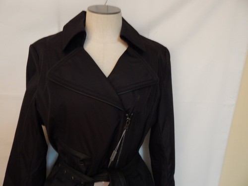 Andrew Marc New York Zip Front Trench Coat Black NWT $250 - Picture 2 of 4