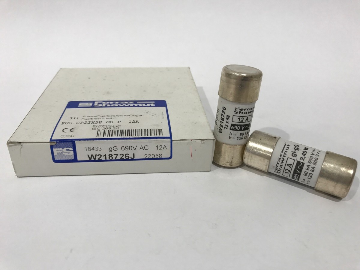 FERRAZ SHAWMUT 22X58 12A gG 690V W218726J FR22GG69V12P BOX WITH 10