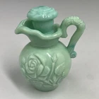 Vtg Avon perfume bottle decanter & bowl blue green swirl milk glass Empty