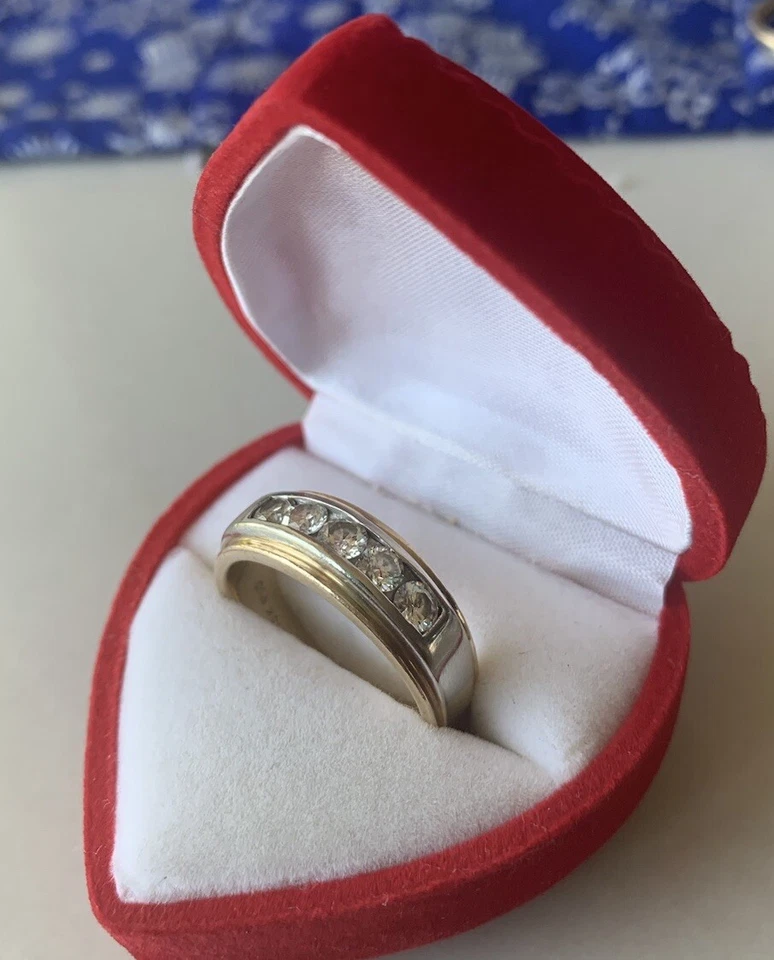 Alianzas de boda de diamantes de oro blanco para hombre talla 10,5, 1 quilate peso total Foto 4 de 4